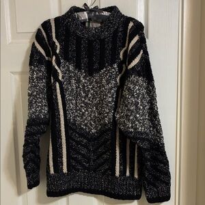 Men's Black and Cream Sweater Size L